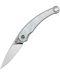 Dolphin Folding Knife 14C28N steel blade miror finish Linerlock Pearl handle
