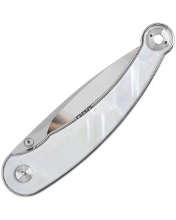 Dolphin Folding Knife 14C28N steel blade miror finish Linerlock Pearl handle