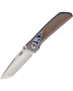 Mula M390 premium steel Titanium handle Framelock Tanto blade Brown Micarta Timascus inlay