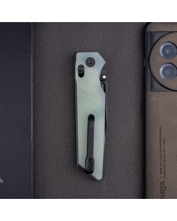 Sacra Pro Böhler K110 steel black PVD coated Crossbar Lock Jade G10