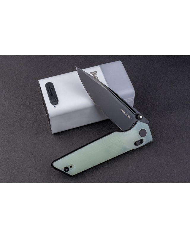 Sacra Pro Böhler K110 steel black PVD coated Crossbar Lock Jade G10 Sacra Pro Böhler K110 steel black PVD coated Crossbar Lock Jade G10