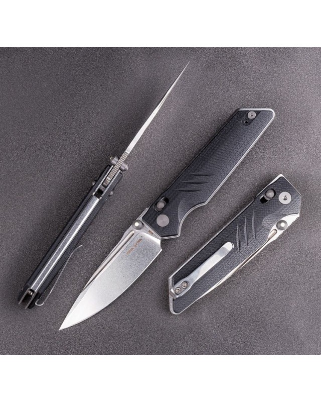 Sacra Pro Böhler K110 steel stonewash finish Crossbar Lock Black G10 handle Sacra Pro Böhler K110 steel stonewash finish Crossbar Lock Black G10 handle