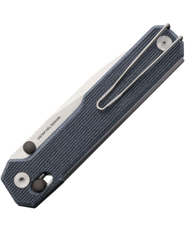 Perix Crossbar Lock Nitro-V steel stonewash finish Denim micarta handle Ostap Hel Design Perix Crossbar Lock Nitro-V steel stonewash finish Denim micarta handle Ostap Hel Design