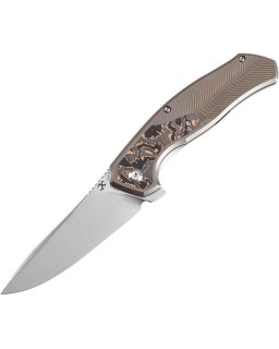 Havorn S35VN steel stonewash finish Framelock Bronze Titanium handle with Copper CF inlay