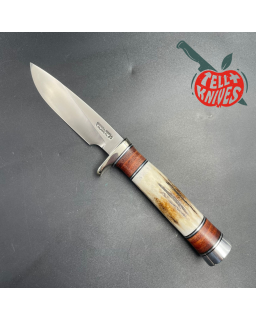 Model 26 - 4 Pathfinder forged stainless steel stag handle nickel silver guard Duralumin pommel brown leather sheath