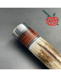 Model 26 - 4 Pathfinder forged stainless steel stag handle nickel silver guard Duralumin pommel brown leather sheath