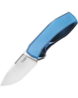 N.ONE CPM MagnaCut steel blade satin finish Blue Titanium handle no screws Flipper