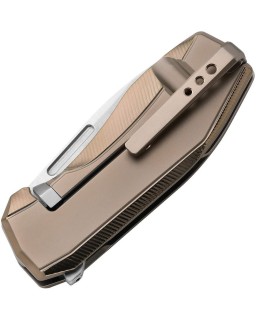 N.ONE CPM MagnaCut steel blade satin finish Bronze Titanium handle no screws Flipper