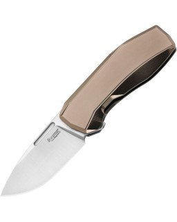 N.ONE CPM MagnaCut steel blade satin finish Bronze Titanium handle no screws Flipper