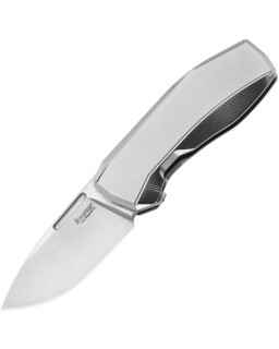 N.ONE CPM MagnaCut steel blade satin finish Gray Titanium handle no screws Flipper