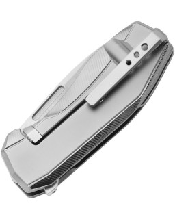 N.ONE CPM MagnaCut steel blade satin finish Gray Titanium handle no screws Flipper
