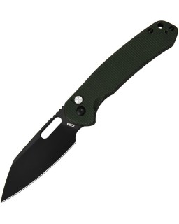 Pyrite Button Lock AR-RPM9 steel black PVD coating green canva micarta handle