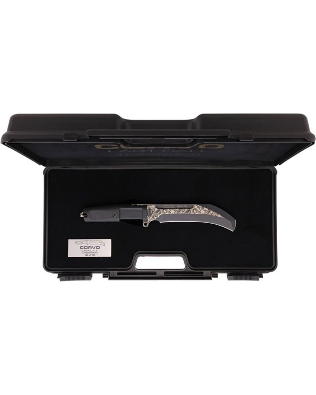 Corvo Last Call 2025 numbered Limited Edition 70pces Full Tang N690Co steel Geotech Camo finish presentation box Corvo Last Call 2025 numbered Limited Edition 70pces Full Tang N690Co steel Geotech Camo finish presentation box