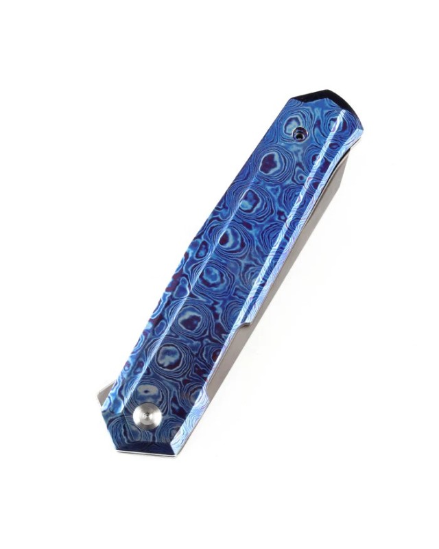 Integra S35VN steel satin finish Flipper Knife Timascus Handle JK Knives Design Integra S35VN steel satin finish Flipper Knife Timascus Handle JK Knives Design