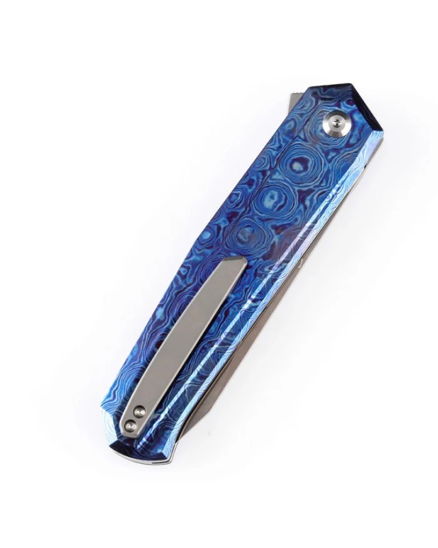 Integra S35VN steel satin finish Flipper Knife Timascus Handle JK Knives Design Integra S35VN steel satin finish Flipper Knife Timascus Handle JK Knives Design