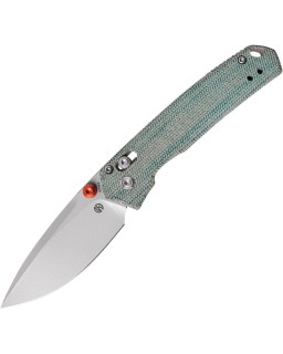 Mini Psyop ELMAX steel blade stonewash finish Crossbar Lock Teal Micarta handle