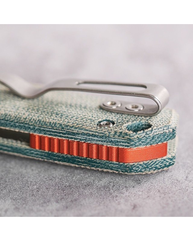 Mini Psyop ELMAX steel blade stonewash finish Crossbar Lock Teal Micarta handle Mini Psyop ELMAX steel blade stonewash finish Crossbar Lock Teal Micarta handle