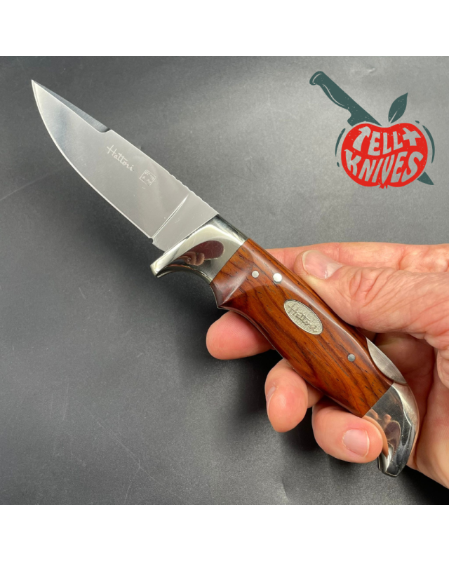 Hattori H-51 folding knife VG-10 steel miror finish cocobolo handle leather pouch Hattori H-51 folding knife VG-10 steel miror finish cocobolo handle leather pouch