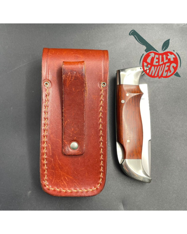 Hattori H-51 folding knife VG-10 steel miror finish cocobolo handle leather pouch Hattori H-51 folding knife VG-10 steel miror finish cocobolo handle leather pouch