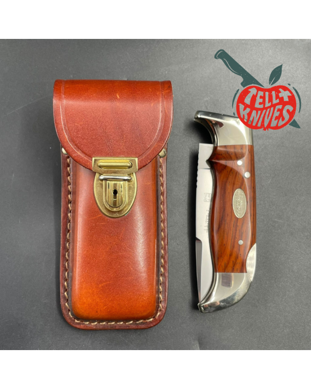 Hattori H-51 folding knife VG-10 steel miror finish cocobolo handle leather pouch Hattori H-51 folding knife VG-10 steel miror finish cocobolo handle leather pouch