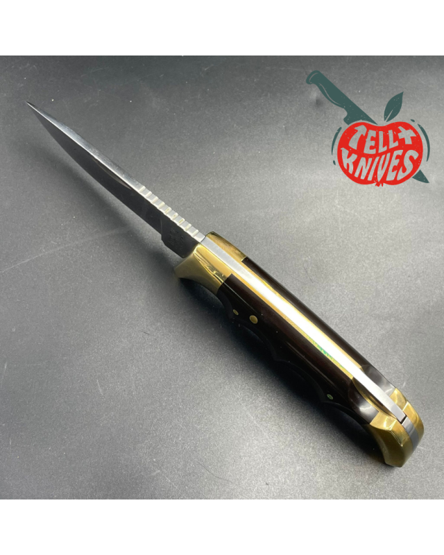 Vintage 70ies Kershaw 1050 Field Knife AUS-8A steel miror finish brass bolsters black phenolic handle