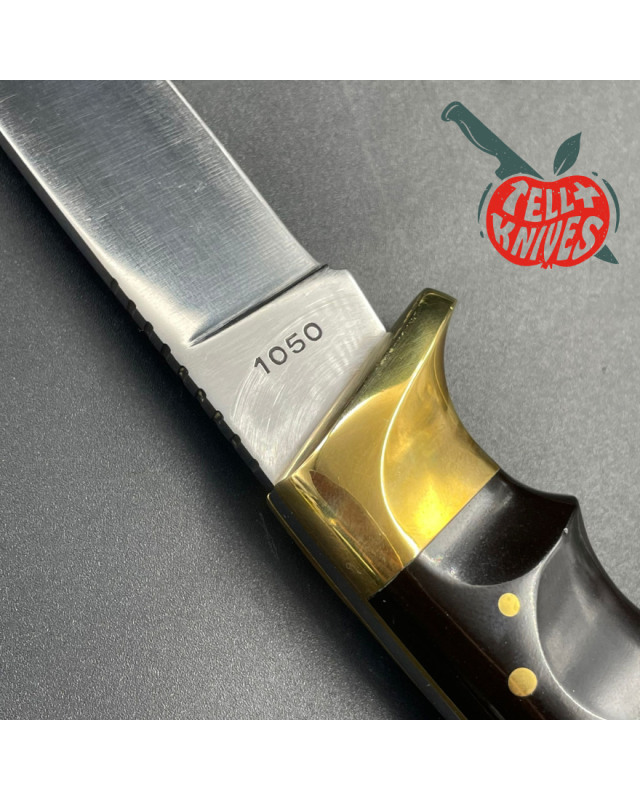 Vintage 70ies Kershaw 1050 Field Knife AUS-8A steel miror finish brass bolsters black phenolic handle