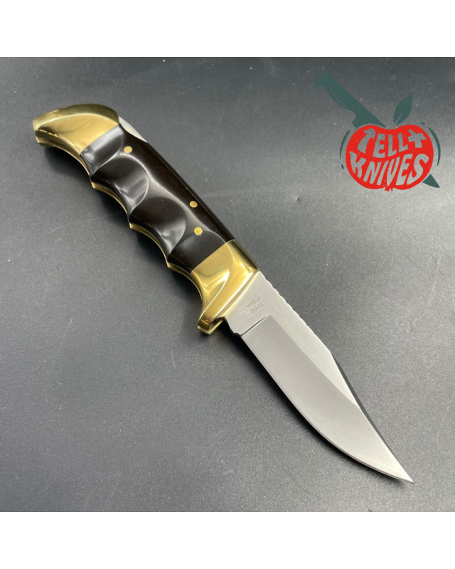 Vintage 80ies Kershaw 1055 Bowie Field Knife AUS-8A steel miror finish brass bolsters black phenolic handle