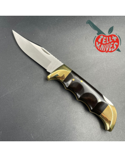 Vintage 80ies Kershaw 1055 Bowie Field Knife AUS-8A steel miror finish brass bolsters black phenolic handle