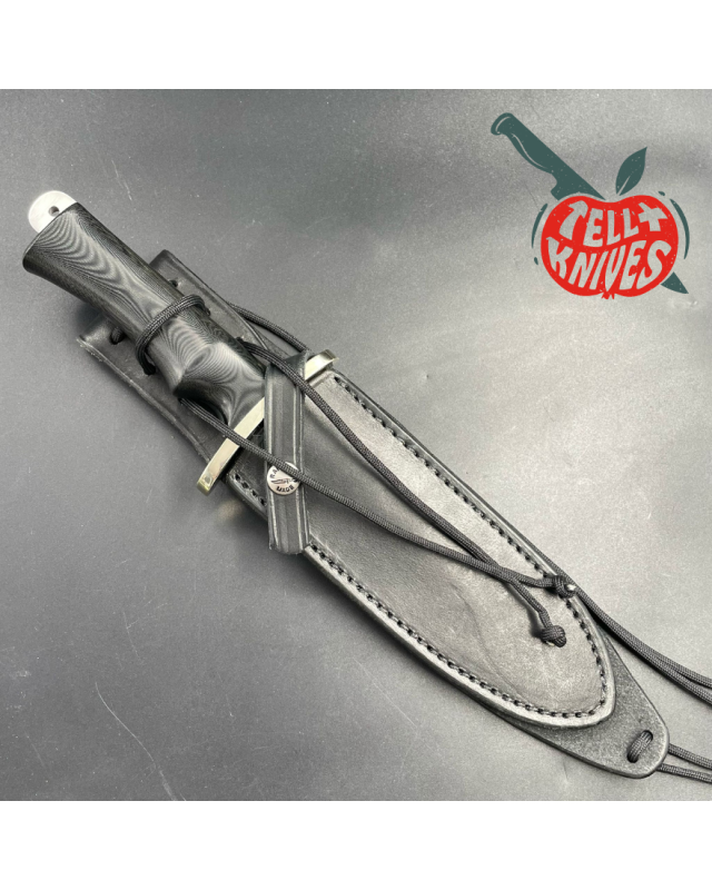 Buxton Fighter Full Tang Stainless steel black micarta handle black leather sheath