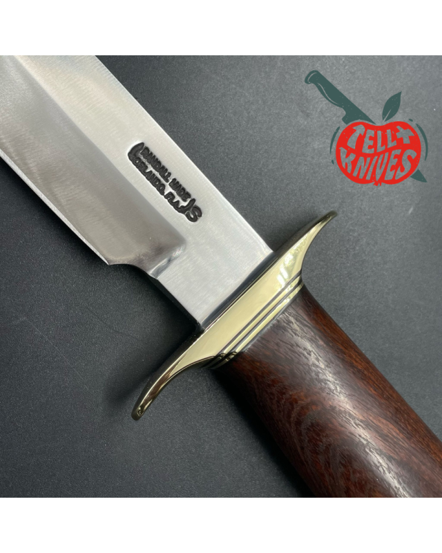 Model 14 - 7.5 Attack full tang stainless steel rosewood handle brass guard and pommel brown leather sheath