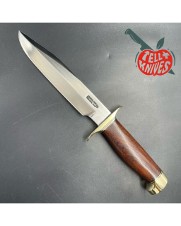Model 14 - 7.5 Attack full tang stainless steel rosewood handle brass guard and pommel brown leather sheath