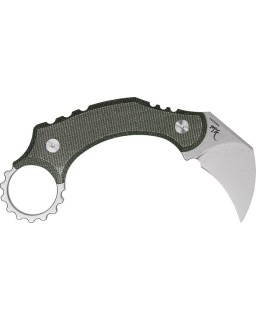 Dirty Girl Karambit Fixed Blade 14C28N steel stonewash finish Green Micarta handle Black kydex sheath