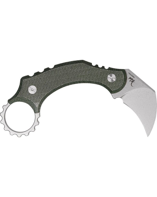 Dirty Girl Karambit Fixed Blade 14C28N steel stonewash finish Green Micarta handle Black kydex sheath Dirty Girl Karambit Fixed Blade 14C28N steel stonewash finish Green Micarta handle Black kydex sheath