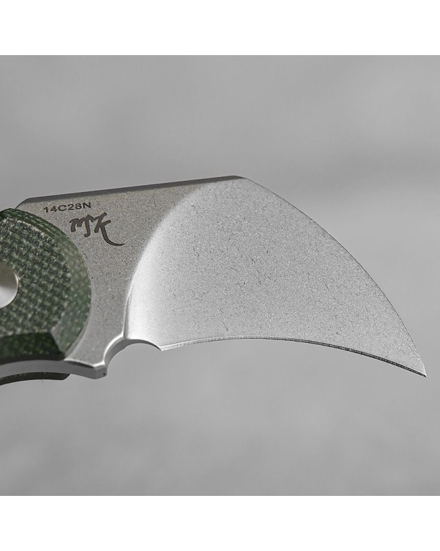 Dirty Girl Karambit Fixed Blade 14C28N steel stonewash finish Green Micarta handle Black kydex sheath Dirty Girl Karambit Fixed Blade 14C28N steel stonewash finish Green Micarta handle Black kydex sheath