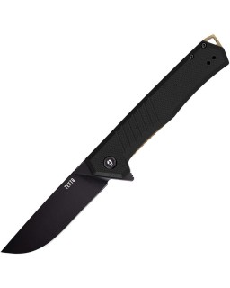 F1 Alpha D2 steel Black Titanium coated blade Linerlock Black G10 handle Bronze hardware