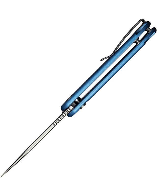 Elementum II Button Lock Nitro-V steel satin finish blue aluminium handle Elementum II Button Lock Nitro-V steel satin finish blue aluminium handle