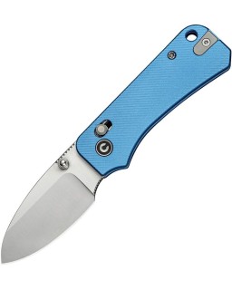 Baby Banter folding knife Nitro-V steel satin finish blue fluted aluminium handle Crossbar