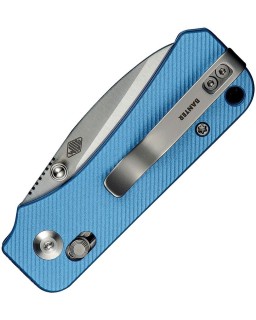 Baby Banter folding knife Nitro-V steel satin finish blue fluted aluminium handle Crossbar