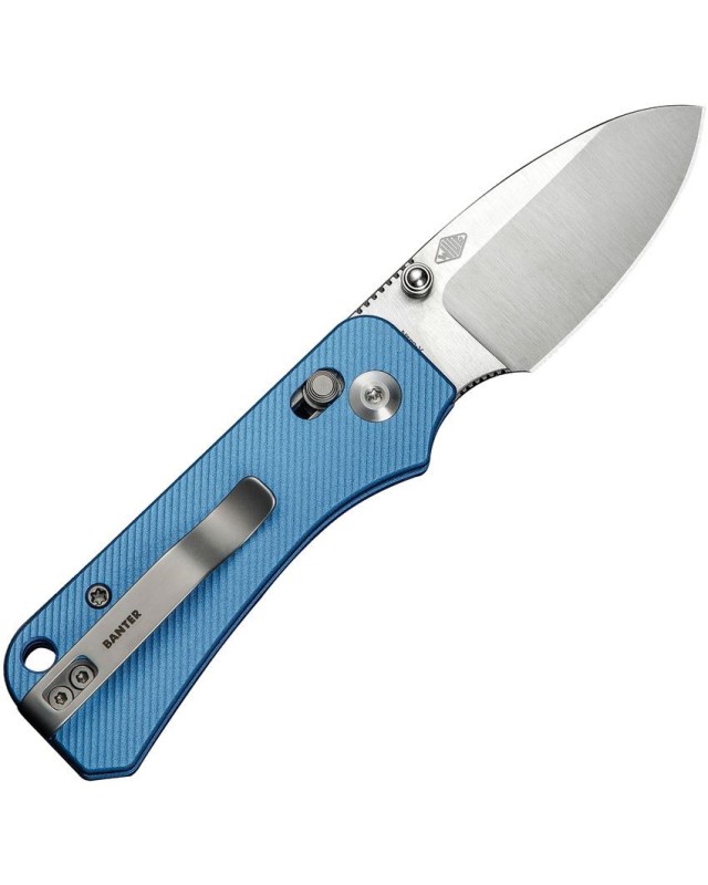 Baby Banter folding knife Nitro-V steel satin finish blue fluted aluminium handle Crossbar Baby Banter folding knife Nitro-V steel satin finish blue fluted aluminium handle Crossbar