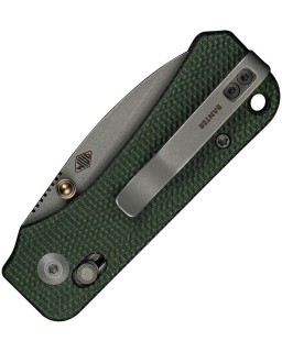 Baby Banter folding knife Nitro-V steel stonewash finish green micarta handle Crossbar