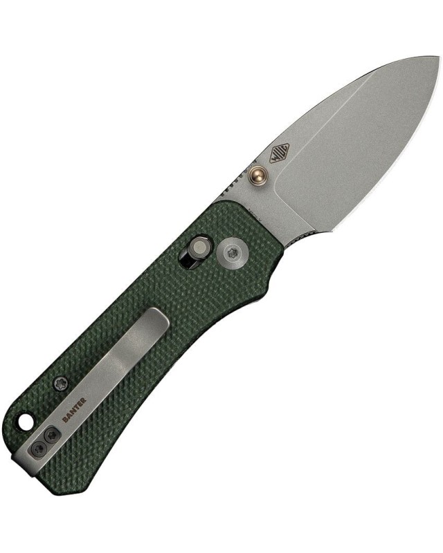 Baby Banter folding knife Nitro-V steel stonewash finish green micarta handle Crossbar Baby Banter folding knife Nitro-V steel stonewash finish green micarta handle Crossbar
