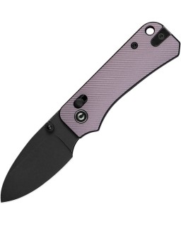 Baby Banter folding knife Nitro-V steel blackwash finish purple fluted aluminium handle Crossbar