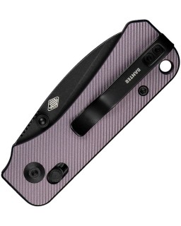 Baby Banter folding knife Nitro-V steel blackwash finish purple fluted aluminium handle Crossbar