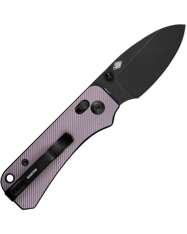 Baby Banter folding knife Nitro-V steel blackwash finish purple fluted aluminium handle Crossbar Baby Banter folding knife Nitro-V steel blackwash finish purple fluted aluminium handle Crossbar