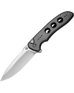 Hyperpulse folding knife 14C28N steel blade Button Lock Gray Aluminium Handle Flipper