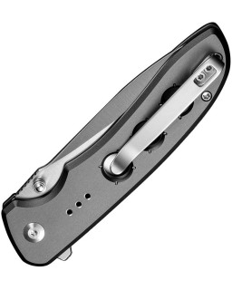 Hyperpulse folding knife 14C28N steel blade Button Lock Gray Aluminium Handle Flipper