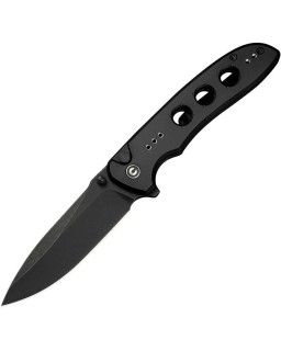 Hyperpulse folding knife 14C28N steel blade Blackwash finish Button Lock Black Aluminium Handle Flipper