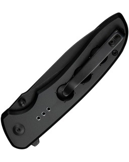 Hyperpulse folding knife 14C28N steel blade Blackwash finish Button Lock Black Aluminium Handle Flipper