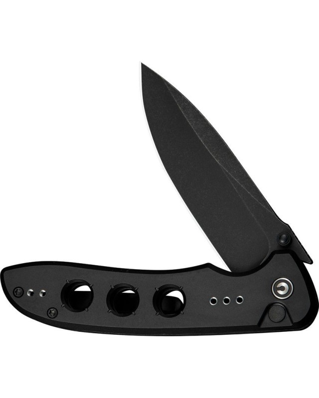 Hyperpulse folding knife 14C28N steel blade Blackwash finish Button Lock Black Aluminium Handle Flipper Hyperpulse folding knife 14C28N steel blade Blackwash finish Button Lock Black Aluminium Handle Flipper