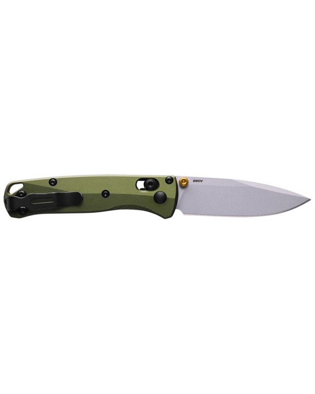 Mini Bugout S90V Premium Steel stonewash finish green aluminium handle AXIS-lock Mini Bugout S90V Premium Steel stonewash finish green aluminium handle AXIS-lock